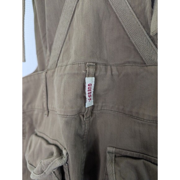 Guess Capri Overalls Y2K Brown Olive Khaki Size Medium Steampunk RARE (L04) - Picture 3 of 9
